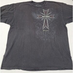 Hard Rock Cafe Orlando Gothic Triple Guitar Black Short Sleeve T-shirt Men's XL